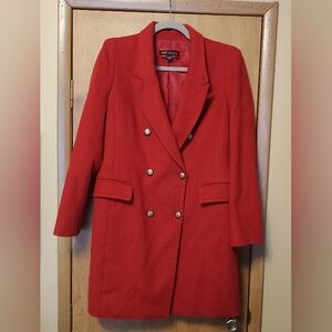 Vintage Lone By JUNG WOOK JUN Red 100% Wool Double Breasted Coat Korean Designer